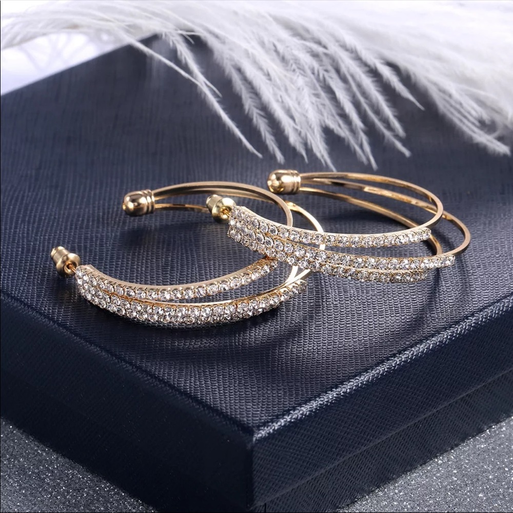 New Women’s Multilayer Round Diamond Earrings - Picture 7 of 10